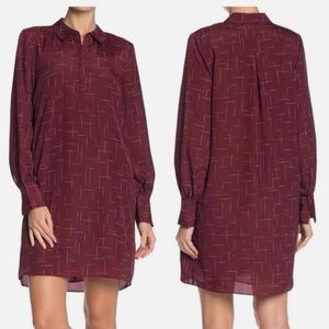 Joie Amaranda Maroon Shirt Dress Long Sleeve Lined With Pockets